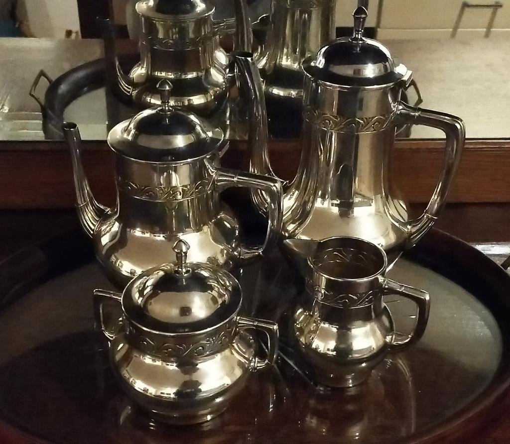 Verzilverde Koffie- en Theeset, Antiek en Kunst, Antiek | Goud en Zilver, Ophalen