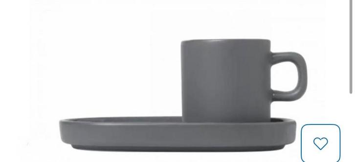 Blomus pilar donkergrijs espresso kop met schotel (2 ps), Huis en Inrichting, Keuken | Servies, Zo goed als nieuw, Kop(pen) en/of Schotel(s)