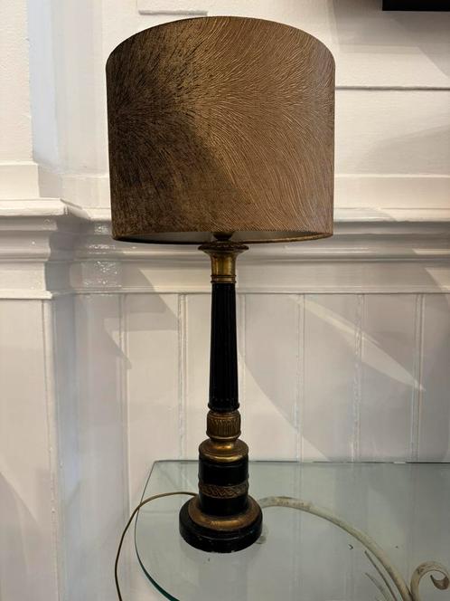 Empire tafellamp vintage antiek handgemaakte kap, Huis en Inrichting, Lampen | Tafellampen, Minder dan 50 cm, Ophalen of Verzenden