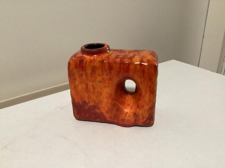 Uebelacker West Germany Vaasje 1441 - Retro, Huis en Inrichting, Woonaccessoires | Vazen, Gebruikt, Oranje, Minder dan 50 cm, Aardewerk of Porselein