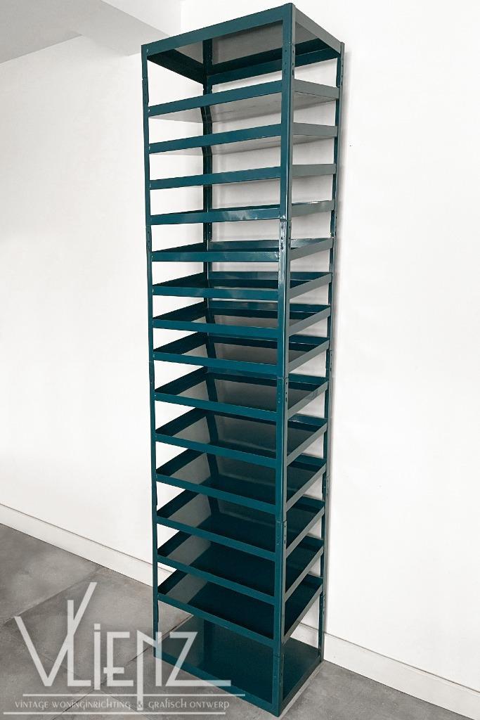 Metalen magazijnrek, stellingkast gereedschapskast turquoise, Doe-het-zelf en Verbouw, Gereedschapskisten, Gebruikt, Ophalen