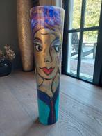 Handbeschilderde vaas, vaas kunst, Ophalen, Zo goed als nieuw, Glas, Minder dan 50 cm