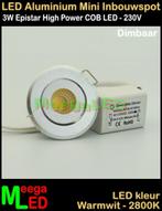 LED MINI Inbouwspot Plafondspot COB 3W warmwit - M10 Dimbaar, LEDinbouwspot, Led, Metaal of Aluminium, Nieuw