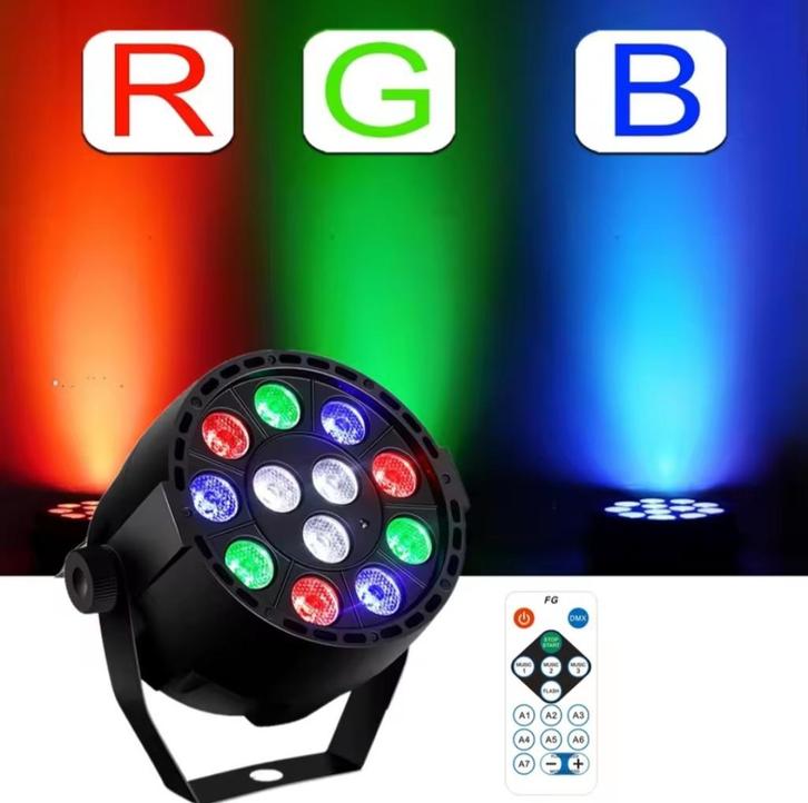 12x3 Watt RGBW LED Flat PAR / Spot Light + afstandsbediening, Muziek en Instrumenten, Licht en Laser, Nieuw, Licht, Geluidgestuurd