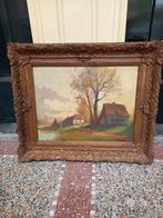 Schilderij boerenland olieverf op paneel, Ophalen of Verzenden