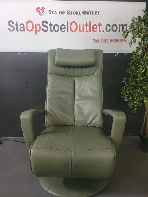 Staopstoel Prominent Stockholm op Accu Saliegroen, Huis en Inrichting, Fauteuils, Zo goed als nieuw, Leer, 50 tot 75 cm, Minder dan 75 cm