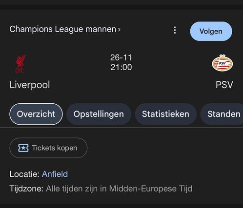GEZOCHT TICKETS: LIVERPOOL - PSV, Verzamelen, Sportartikelen en Voetbal, Ophalen of Verzenden