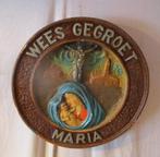 Mooi Oud Geschilderd Houten Bord - Wees gegroet Maria, Ophalen of Verzenden, Zo goed als nieuw, Overige typen, Christendom | Katholiek