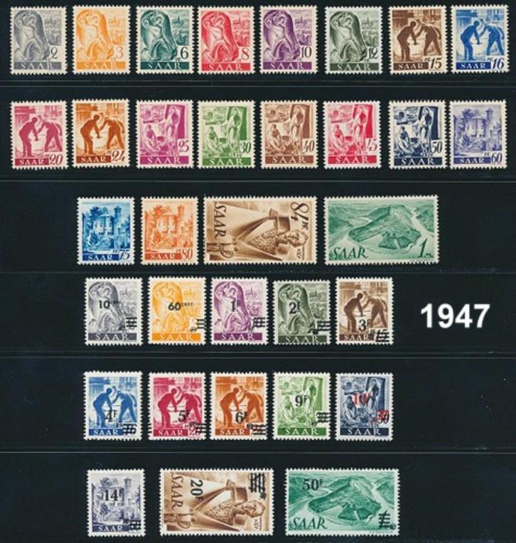 Jaargangen OPD Saarbrücken (Saarland) postfrisch 1947-1959., Postzegels en Munten, Postzegels | Europa | Duitsland, Postfris, Overige periodes