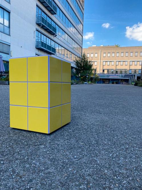 Tegel kubus salontafel bijzettafel, Huis en Inrichting, Tafels | Bijzettafels, Nieuw, Rechthoekig, 45 tot 60 cm, Minder dan 55 cm