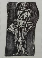 Ellen Baptist (1945) Houtsnede " Het liefdes Paar " Ges Gen, Ophalen of Verzenden