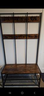 Stoere Staande Kapstok met Bankje, Ophalen, Zo goed als nieuw, Staande kapstok, 150 tot 200 cm