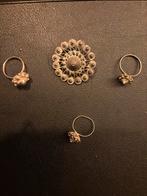 Zilveren Broche & Ringen Set, Gebruikt, Ophalen of Verzenden, 17 tot 18, Dame