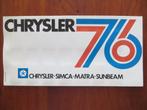 Chrysler Simca Matra Sunbeam 1976 kleurenkaart, Ophalen of Verzenden, Nieuw, Overige merken