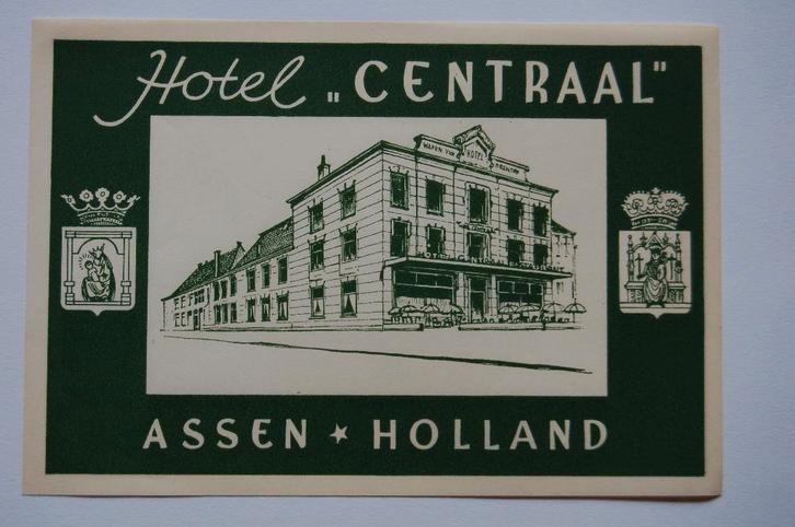 ASSEN – Voormalige Hotels Centraal 2x, Verzamelen, Ansichtkaarten | Nederland, Ongelopen, Drenthe, 1960 tot 1980, Verzenden