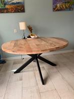 Ronde eettafel mango hout, Huis en Inrichting, Tafels | Eettafels, Ophalen, Gebruikt, Rond, Vijf personen of meer