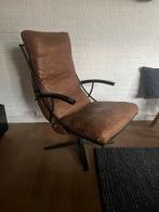 Cognac Draaistoel Leer, Industriële Look, Huis en Inrichting, Stoelen, Ophalen, Gebruikt, Bruin, Eén