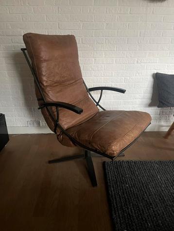 Cognac Draaistoel Leer, Industriële Look beschikbaar voor biedingen