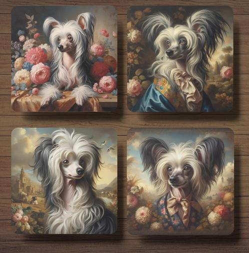 Chinese Naakthond Barok onderzetters met houder, Huis en Inrichting, Woonaccessoires | Onderzetters, Nieuw, Glas of Kopje, Ophalen of Verzenden