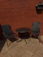 Tuinset - 2 stoelen + ronde tafel, Tuin en Terras, Tuinsets en Loungesets, Kunststof, Gebruikt, Tuinset, Eettafel