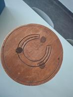 vintage mid century tripod kruk plantentafel met hoefijzer, Huis en Inrichting, Ophalen of Verzenden, Gebruikt, Hout