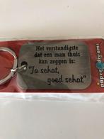 Stalen sleutelhanger met leuke spreuk!, Ophalen of Verzenden, Nieuw