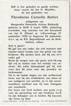 Theodorus C. Botter 1896 Delft + 1959 Den Haag, 63 jaar, Verzamelen, Bidprentjes en Rouwkaarten, Verzenden