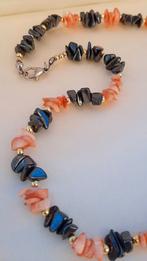 Hematiet & Koraal Ketting - 22,5 cm, Sieraden, Tassen en Uiterlijk, Kettingen, Ophalen of Verzenden, Zo goed als nieuw, Steen of Mineraal