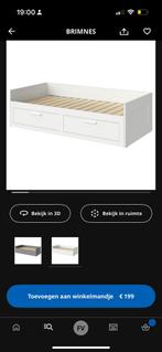 Uitschuifbaar 2 persoons bed Brimnes inclusief matrassen, Huis en Inrichting, Slaapkamer | Bedden, Ophalen, Wit, Tweepersoons