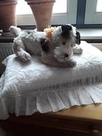 Antieke liggende Foxterrier met een kopje dat kan draaien., Ophalen of Verzenden