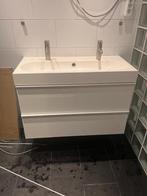 Dubbele wastafel met meubel, Ophalen, 100 tot 150 cm, Zo goed als nieuw, Minder dan 100 cm