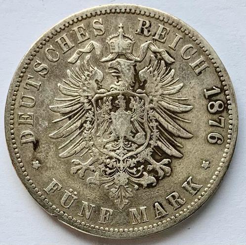Duitsland Pruissen 5 Mark 1876 B Wilhelm I zilver, Postzegels en Munten, Munten | Europa | Niet-Euromunten, Duitsland, Zilver