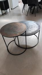 Lights and Living Duarte salontafel zwart koper en brons, Ophalen, 50 tot 100 cm, 50 tot 75 cm, Rond