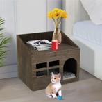 Houten Kattenhuis Met Kussen - Vintage Kattenbed, Dieren en Toebehoren, Kattenmanden, Niet ingevuld, Verzenden, Niet ingevuld