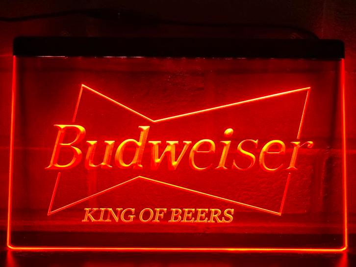 Led Lichtbord BUDWEISER 3d neon look, Verzamelen, Merken en Reclamevoorwerpen, Zo goed als nieuw, Lichtbak of (neon) lamp, Ophalen of Verzenden