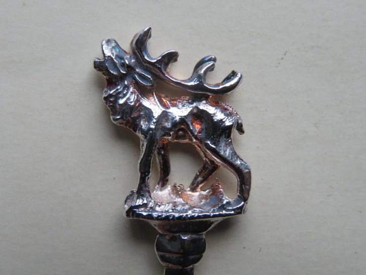 Verzilverd Keltum lepeltje Eland / hert 3D lengte 12,7 cm., Antiek en Kunst, Antiek | Bestek, Verzenden