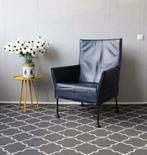 4 Montis Charly fauteuils blauw leder - zwart frame, Huis en Inrichting, Stoelen, Niet ingevuld, Blauw, Niet ingevuld, Ophalen of Verzenden