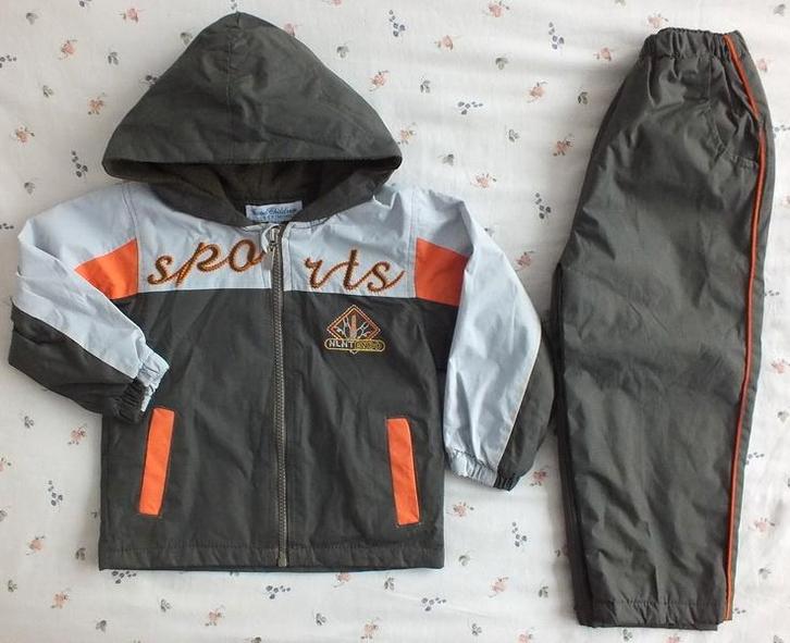 regenpak/mt 98/ legergroen+grijs+oranje/nieuw/gevoerd, Kinderen en Baby's, Kinderkleding | Maat 98, Nieuw, Jongen, Setje, Ophalen of Verzenden