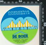 Sticker: De Boer - Internationaal tentenverhuur - Alkmaar, Ophalen of Verzenden, Zo goed als nieuw, Bedrijf of Vereniging