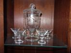 Antieke glazen pot met 6 glaasjes, Antiek en Kunst, Antiek | Glas en Kristal, Ophalen of Verzenden