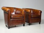 Set van 2 schapenleren clubfauteuils nieuwstaat, Ophalen, 75 tot 100 cm