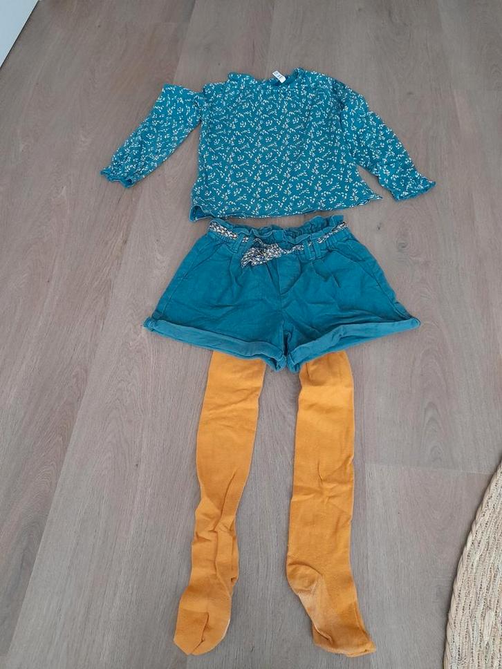 Zgan Okaidi Meisjes set rib broekje, shirt, maillot 140 tip, Kinderen en Baby's, Kinderkleding | Maat 140, Zo goed als nieuw, Meisje