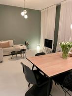 Fonq eettafel hout bruin 200x90 zwartw poten., Huis en Inrichting, Tafels | Eettafels, 200 cm of meer, Zo goed als nieuw, Rechthoekig