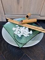 Fontein met bamboe stenen decoratie met glazen schaal, Tuin en Terras, Ophalen of Verzenden, Zo goed als nieuw, Gietijzer, Fontein