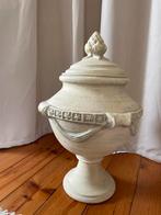 Witte Stenen Pot met Deksel - 60cm, Ophalen, Steen, 50 tot 75 cm, Wit