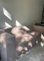 2,5-zits bank roze stof chenille met hocker in zelfde stof, Ophalen, Driepersoons, 75 tot 100 cm, Zo goed als nieuw