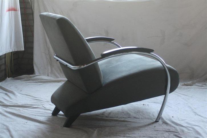 Originele Gelderland 5470 Jan des Bouvrie Alcantara Fauteuil, Huis en Inrichting, Fauteuils, Zo goed als nieuw, Metaal, Stof, 50 tot 75 cm