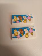 NIEUW: White Tile 2 x 4 with Menu with Popsicle, 3 Ice Cream, Lego, Nieuw, Ophalen of Verzenden, X
