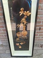 Bas-reliëf Porselein & Bamboe Kunstwerk, Antiek en Kunst, Kunst | Beelden en Houtsnijwerken, Ophalen of Verzenden