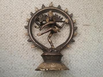 Beeldje Shiva in vlammencirkel, metaal 19 cm 740 gram  beschikbaar voor biedingen